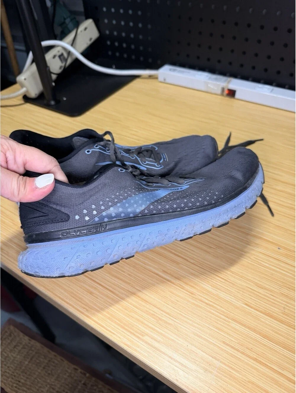 Brooks 'Glycerin 18' Womens Running Shoes Sneakers Women US 9.5 Grey Black Blue